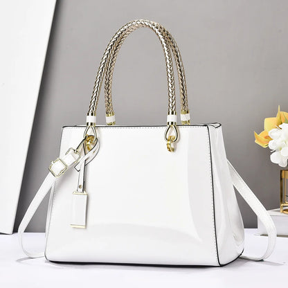 Women's 2025 Light Luxury Lacquer Leather Handbag – Large-Capacity Casual Shoulder & Crossbody Bag with Glossy Finish, Stylish Everyday Purse