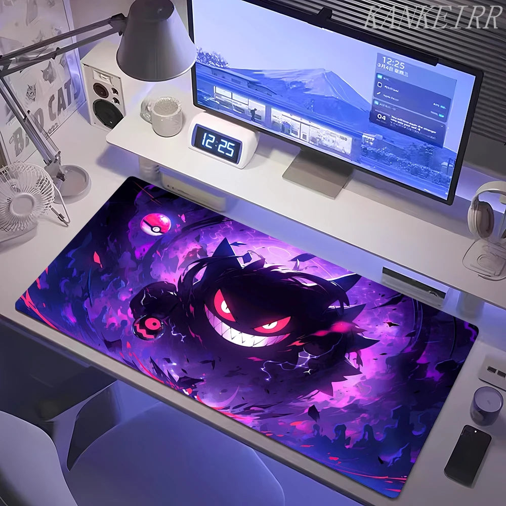 XXL Pokémon Gengar Purple Gaming Mouse Pad – Extended Kawaii Desk Mat (900×400 Keyboard & Mouse Rug for PC & Laptop Setup)