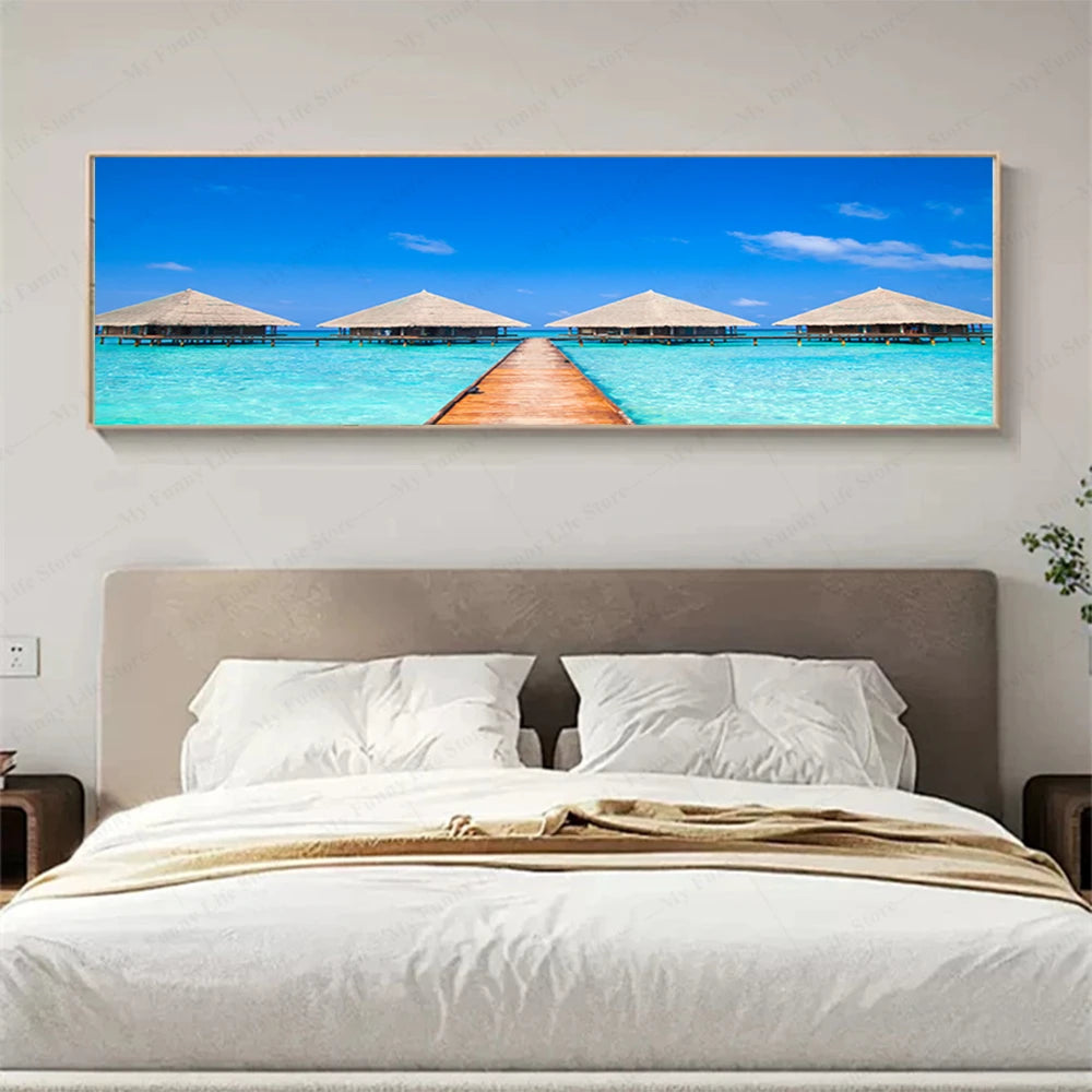 3D Landscape Canvas Wall Art – Mountain Lake Forest Scenery Painting Poster for Living Room, Bedroom & Home Decor