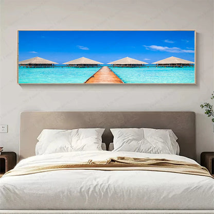 3D Landscape Canvas Wall Art – Mountain Lake Forest Scenery Painting Poster for Living Room, Bedroom & Home Decor