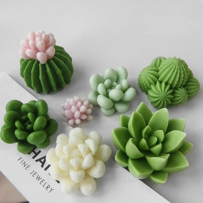 Molde de Silicona para Velas de Aromaterapia con Diseño de Cactus DIY – Molde de Plantas Suculentas para Velas Hechas a Mano de Cera de Soja, Manualidades de Resina, Adornos de Yeso y Proyectos DIY de Decoración del Hogar