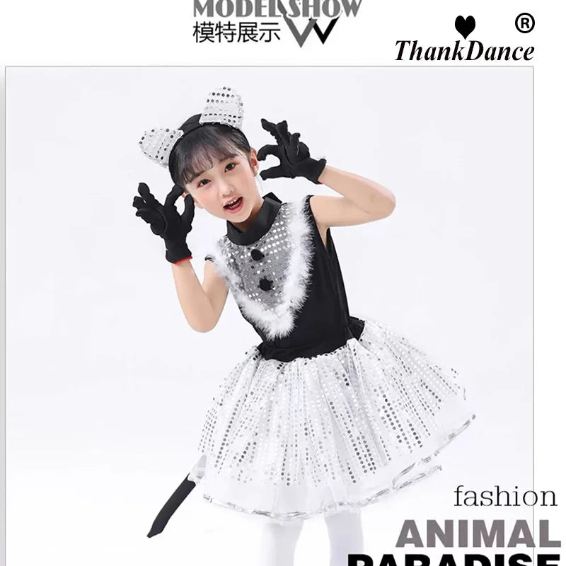Cute Cat Cosplay Costume for Kids – Cat Girl & Animal Dance Outfit for Boys & Girls Halloween Party Wear
