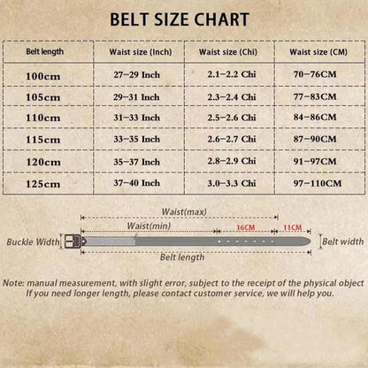 Men's Genuine Leather & Canvas Belt 3.4cm Classic Buckle Casual Jeans Waist Belt