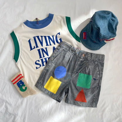 Camiseta de algodón con dibujos animados para niños 2025 – Top de manga corta estilo coreano de primavera-verano para bebés niños y niñas, ropa exterior informal para uso diario.