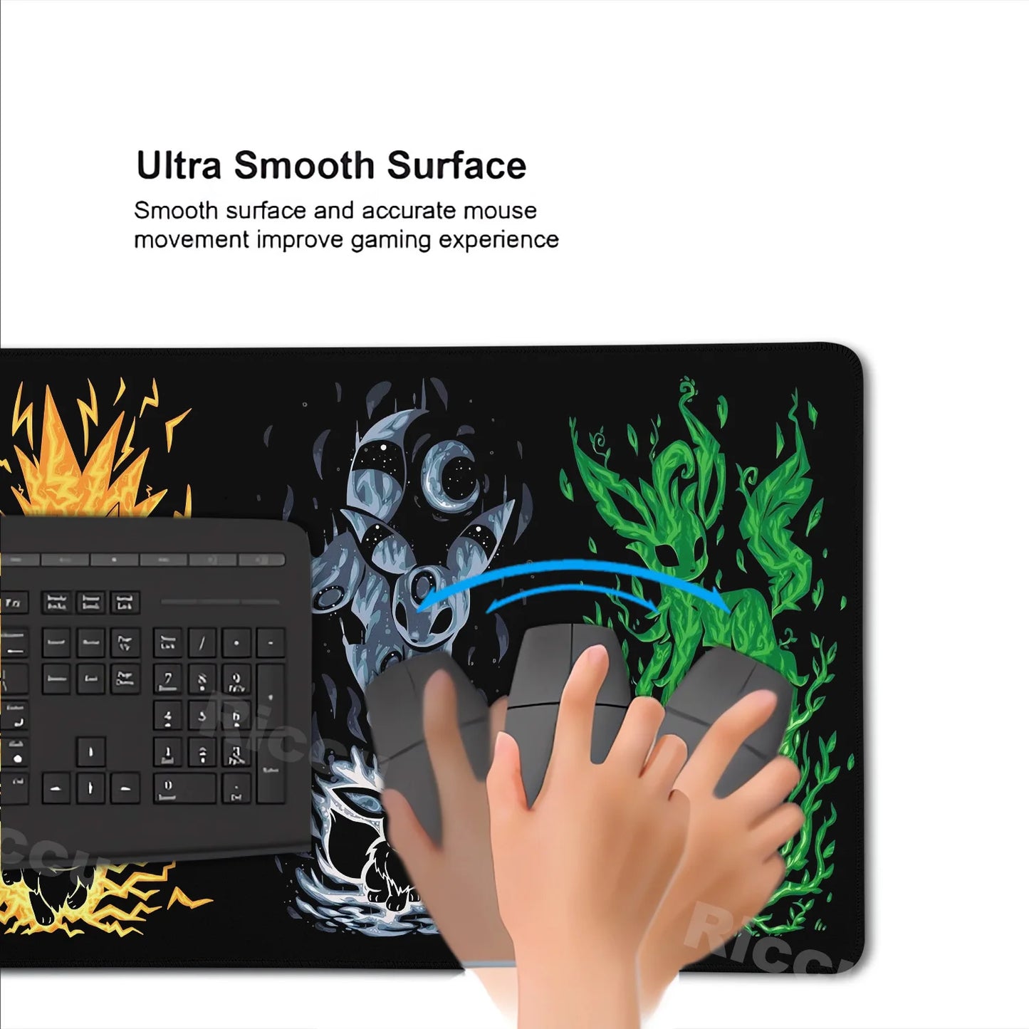 Japan Anime Gamer XXL Desk Mat – Eevee Kawaii Extended Mouse Pad (900×400 Gaming Keyboard & Mouse Pad)
