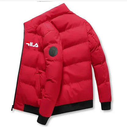 Men’s Short Winter Jacket – Thick Warm Windproof Coat with Zipper & Printed Design, Casual Outdoor Outerwear, Sizes M–5XL