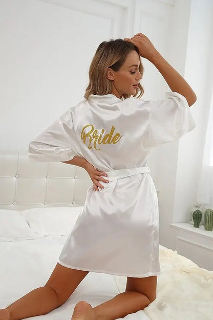 6-Piece Bridal Shower Robe Set – Bride & Bridesmaid Silky Robes Getting Ready Dressing Gown
