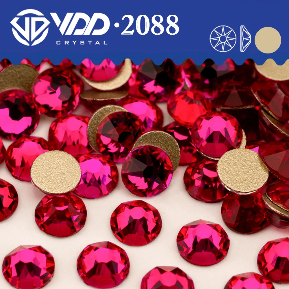 VDD 2088 Crystal Flower Nail Rhinestones – Non-Hotfix 8 Big & 8 Small Flatback Gems for Nail Art & DIY Decorations
