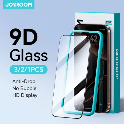 Protector de pantalla de cristal templado HD Joyroom para iPhone series 15, 16 y 17 – Cobertura total (1–3 unidades)