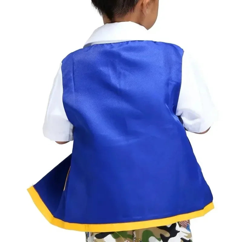 Ash Ketchum Inspired Trainer Cosplay Costume Set – Blue Jacket Outfit with Cap & Gloves for Men, Women & Kids Halloween Carnival Party
