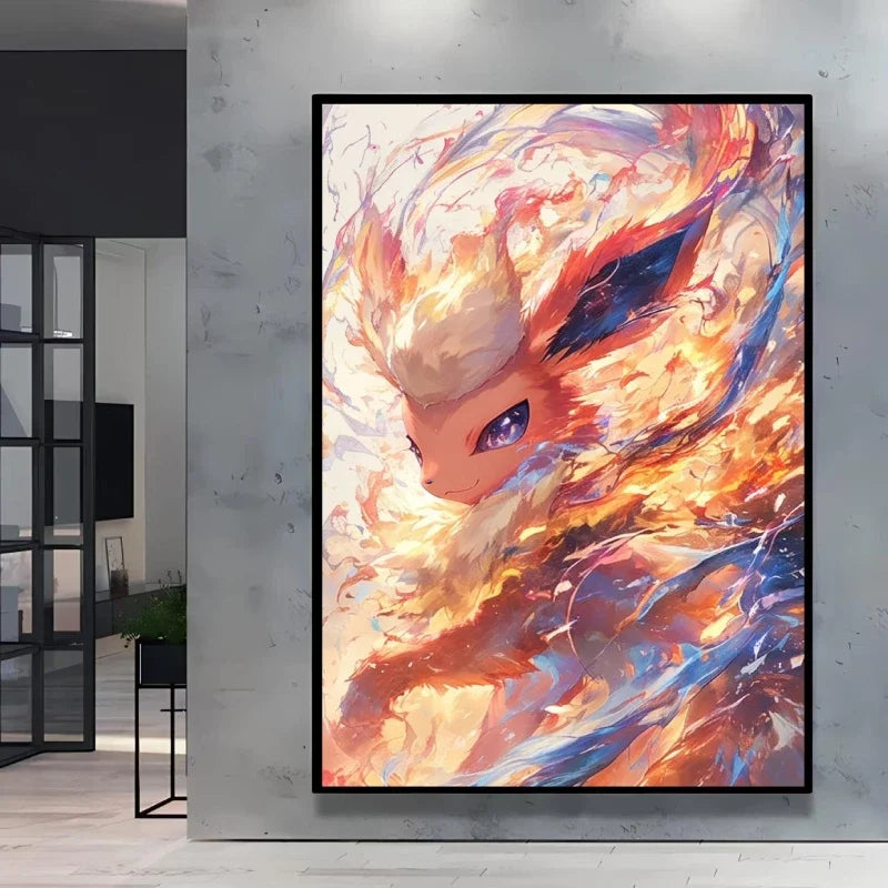 Pokémon Eevee Ink Style Canvas Wall Art – Fantasy Decorative Painting for Home & Room Decor