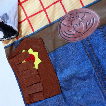Children’s Cowboy Woody Cosplay Costume – Adventure Party Dress-Up Outfit with Hat & Scarf for Kids Performance & Role Play
