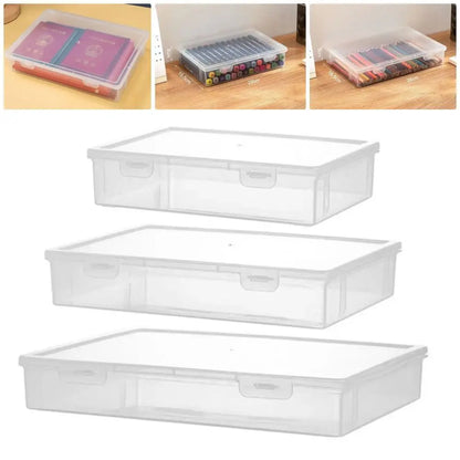 Caja organizadora de plástico transparente – Contenedor portátil a prueba de polvo para documentos, papelería y accesorios