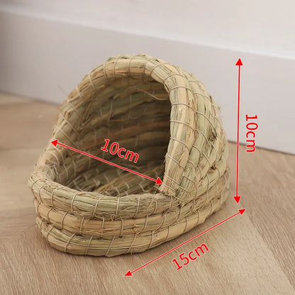 Handwoven Straw Bird Nest – Natural Warm Breeding & Egg-Laying Nest for Parrots, Chickens & Small Birds, Cozy Grass Nest Habitat