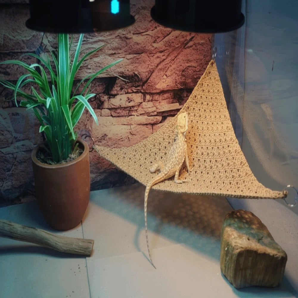 Reptile Climbing Hammock with Suction Cups – Breathable Mesh Hanging Net & Resting Bed for Lizards, Geckos & Small Reptiles