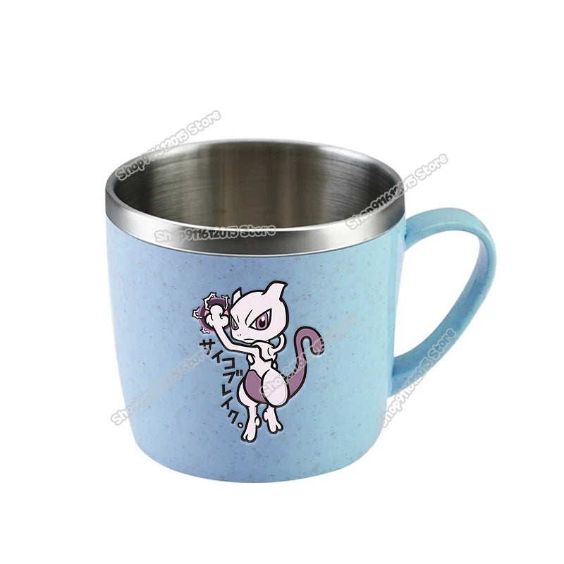 Pokémon Stainless Steel Mug – Pikachu, Snorlax & Eevee Cartoon Drink Cup