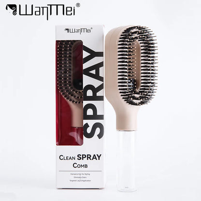 2-in-1 Detangling Spray Hair Brush with Water Mist Bottle – Anti-Static Scalp Massage Comb for All Hair Types