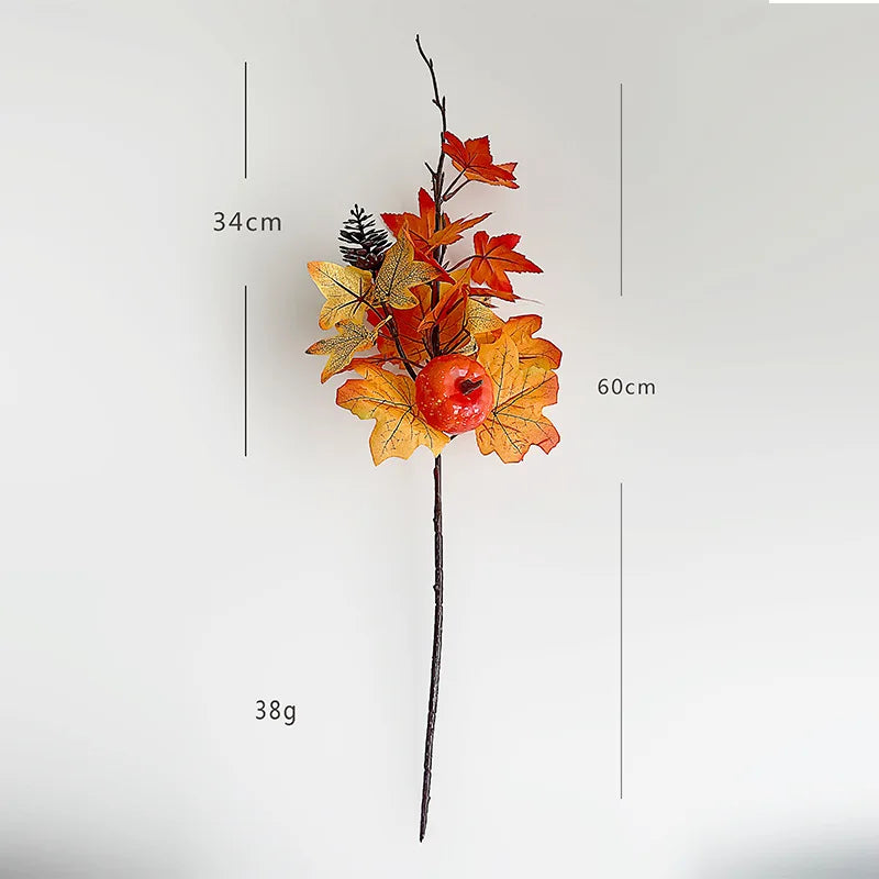 Artificial Fall Maple Leaf Bouquet with Decorative Berries – Low-Maintenance Harvest Festival Flowers for Autumn Home & Table Decor