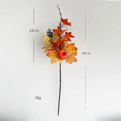 Artificial Fall Maple Leaf Bouquet with Decorative Berries – Low-Maintenance Harvest Festival Flowers for Autumn Home & Table Decor