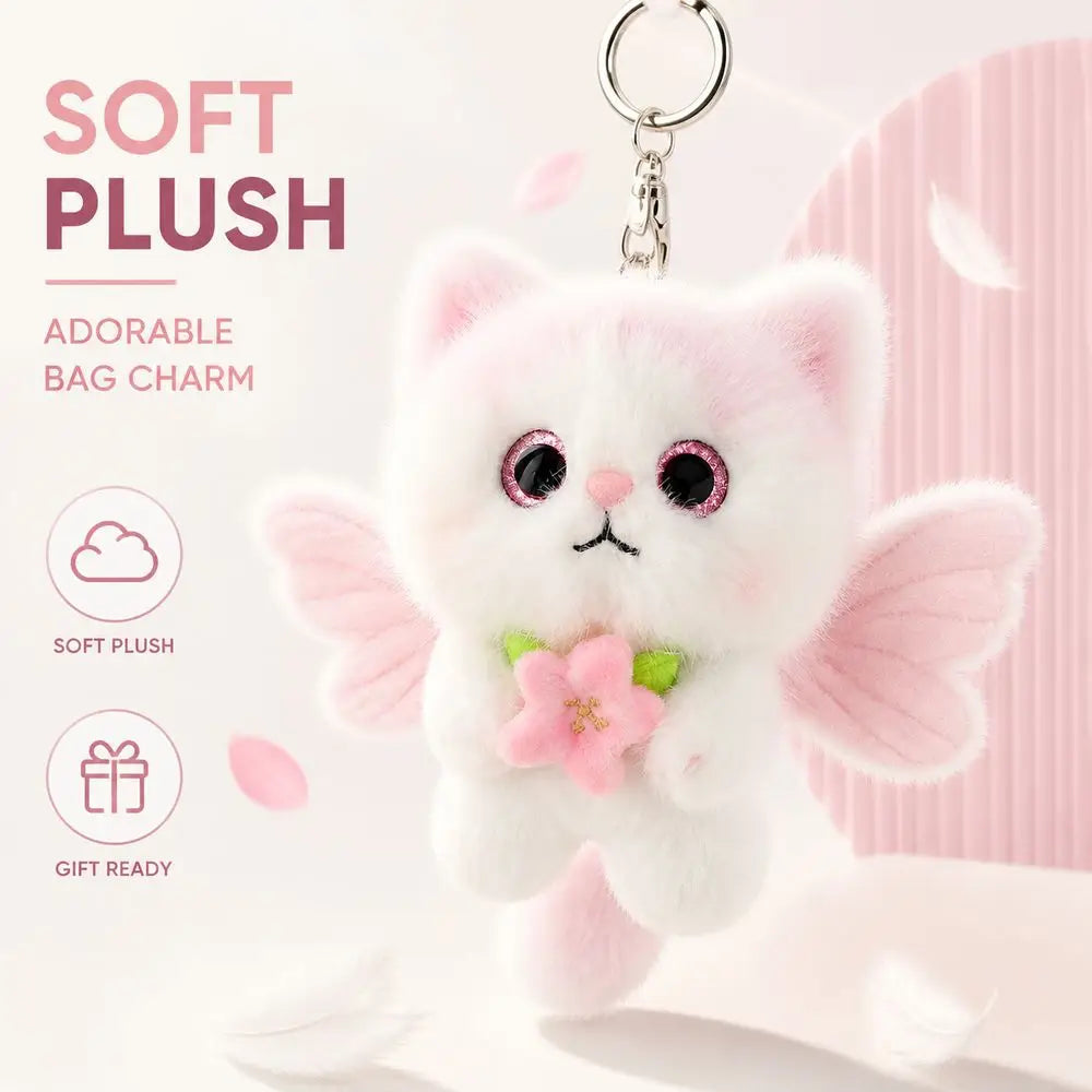 Realistic Kitten Cat Keychain – Soft Furry Cat Bag Charm with Metal Clip for Backpacks, Purses & Everyday Accessories