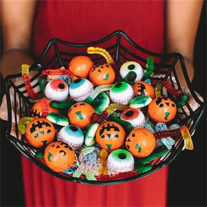 1/3/9PCS Halloween Spider Web Fruit Basket, Halloween Snack and Candy Serving Tray, Decorative Fruit Storage Plate, Spooky Party Tableware and Holiday Home Decoration