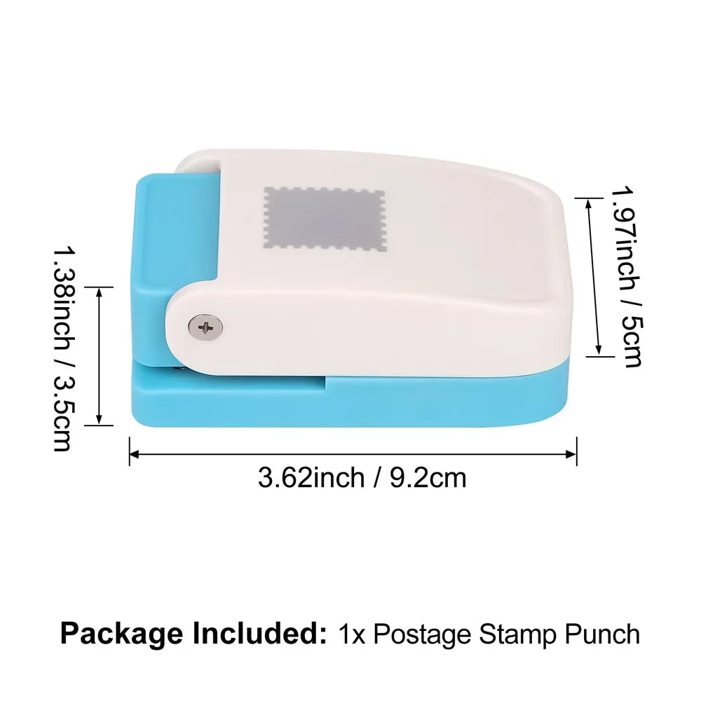 Perforadora de palanca para manualidades con diseño de sello postal rectangular de 1 x 0.8 pulgadas – Perforadora de papel para álbumes de recortes, tarjetas y manualidades de papel.