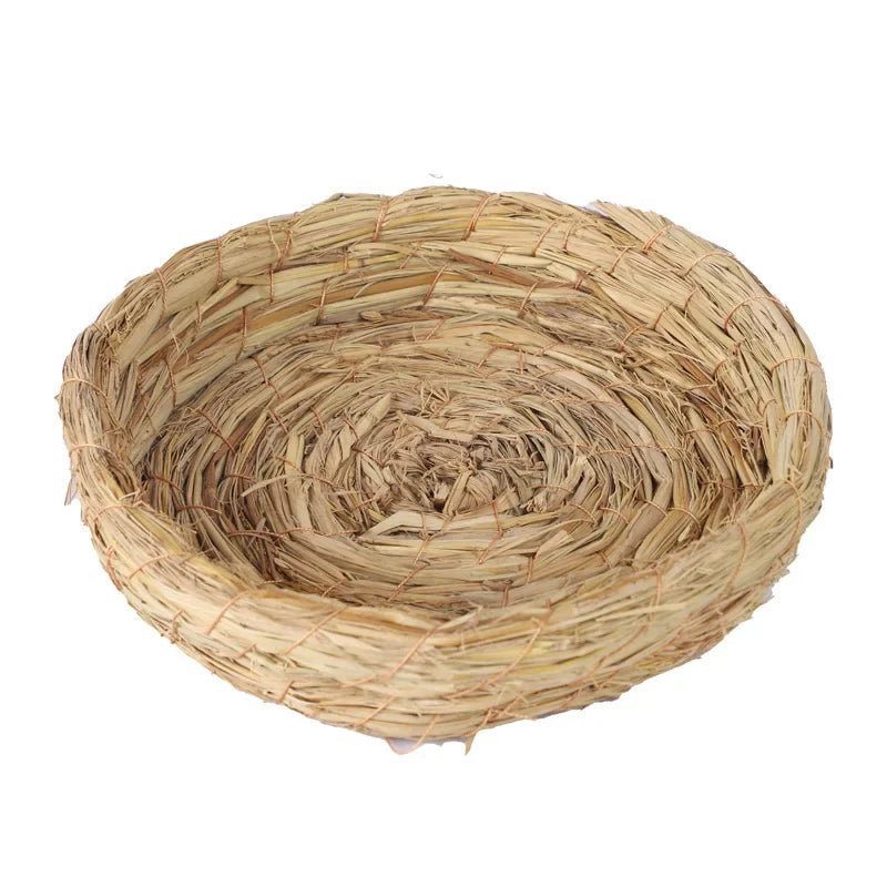 Handwoven Straw Bird Nest – Natural Warm Breeding & Egg-Laying Nest for Parrots, Chickens & Small Birds, Cozy Grass Nest Habitat
