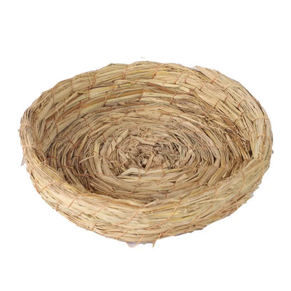 Handwoven Straw Bird Nest – Natural Warm Breeding & Egg-Laying Nest for Parrots, Chickens & Small Birds, Cozy Grass Nest Habitat