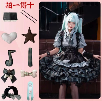 Virtual Singer Miku Cosplay Dress – Kawaii Lolita Performance Outfit (Female Halloween Complete Costume Set)