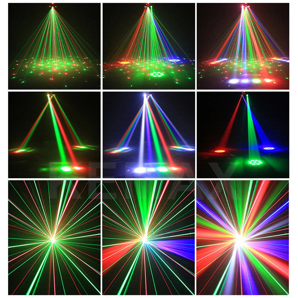 80W Disco Party Light – 6-Arm Moving Head Beam & Strobe Stage Light with Remote and DMX512 Control for DJ, Club & Wedding Events