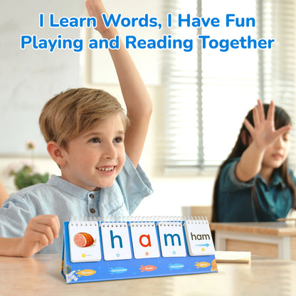 CVC Word Games & Flash Cards – Rhyming Flip Book Learn-to-Read Educational Toy for Preschool Kids Ages 3-6