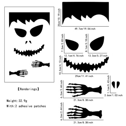 Halloween Window & Door Stickers – Skeleton Hand, Pumpkin, Ghost, Devil & Witch Hat DIY Decals for Room, Window & Party Decorations