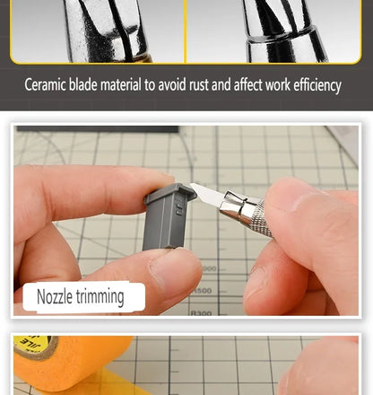 Juego de Herramientas de Tallado con Cuchillo Cerámico – Cuchillo de Precisión de 5 Cuchillas para Maquetismo, Manualidades y Trabajos de Detalle