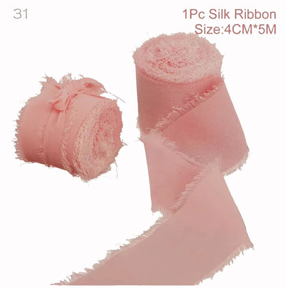 Ruban de soie en mousseline effilochée de 5 m – Ruban fait main déchiré pour bouquet de mariage et emballage cadeau