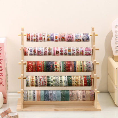 Organizador de escritorio de madera – Estantería de almacenamiento multicapa para material de oficina, pegatinas y joyas