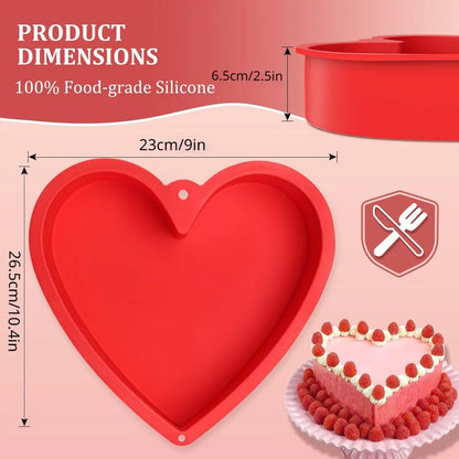 Silicone Heart-Shaped Cake Pan – Non-Stick Reusable Baking Mold for Cakes, Toast, Pastries & Desserts, Flexible Kitchen Bakeware Tool
