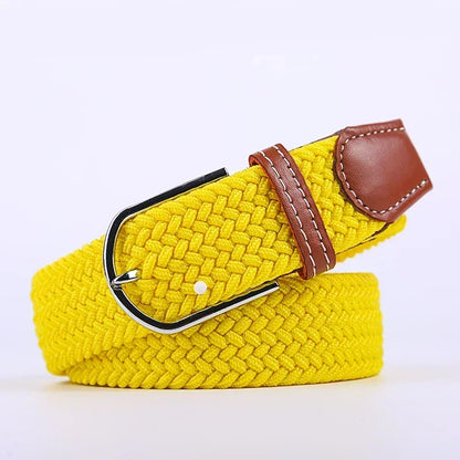 Ceinture élastique tressée unisexe en toile tissée, à boucle ardillon, pour jeans (107/120/130cm)