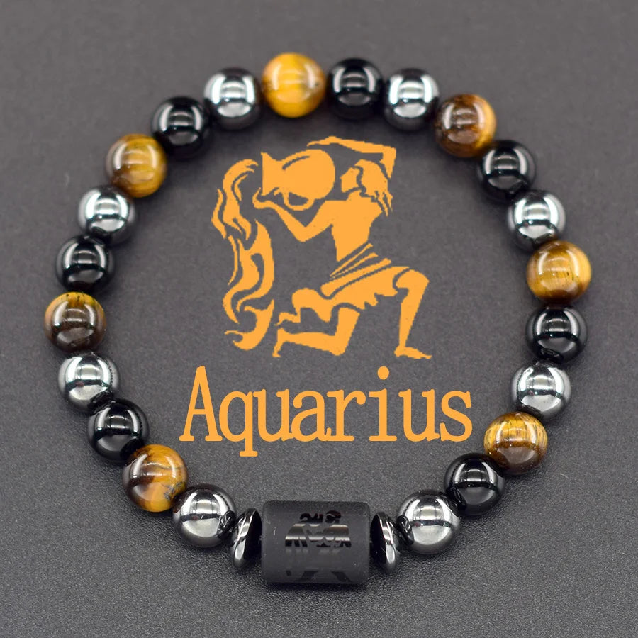 Pulsera de constelación de 12 signos del zodiaco – Brazalete con dije de astrología para hombres y mujeres | Regalo de joyería de amistad Aries, Virgo, Leo y Libra