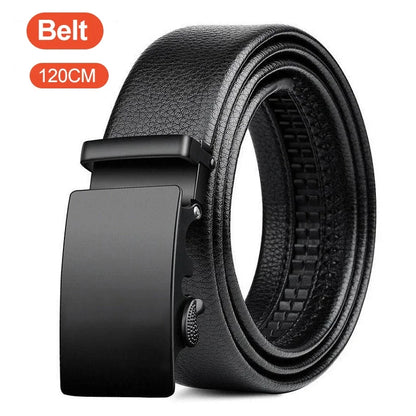 Men's 120cm Business Leather Belt – High-Quality Metal Automatic Buckle Work Belt, Adjustable Formal Waist Strap for Office & Daily Wear