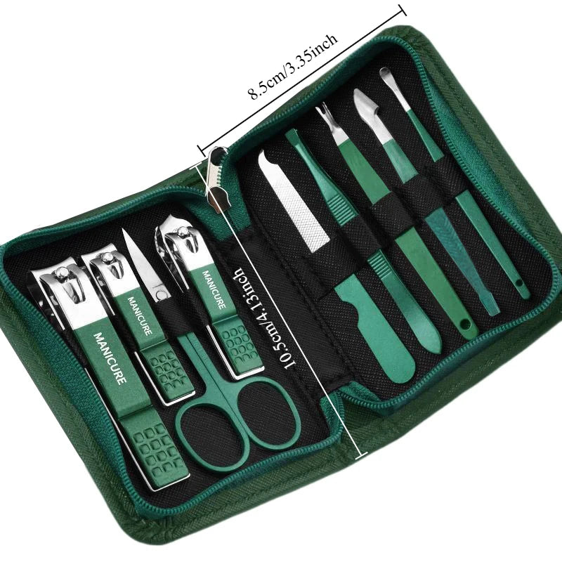 Juego profesional de manicura y pedicura de acero inoxidable de 6 a 18 piezas con estuche de viaje de piel – Kit de uñas y aseo para hombres y mujeres