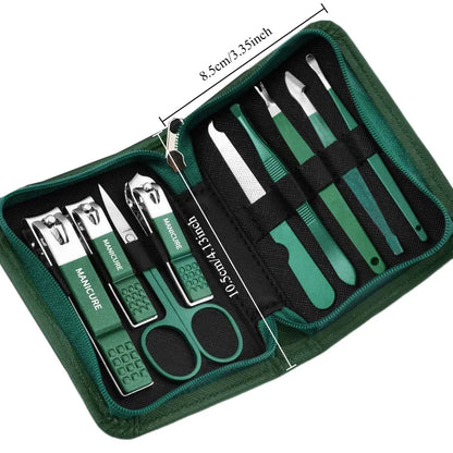 Juego profesional de manicura y pedicura de acero inoxidable de 6 a 18 piezas con estuche de viaje de piel – Kit de uñas y aseo para hombres y mujeres