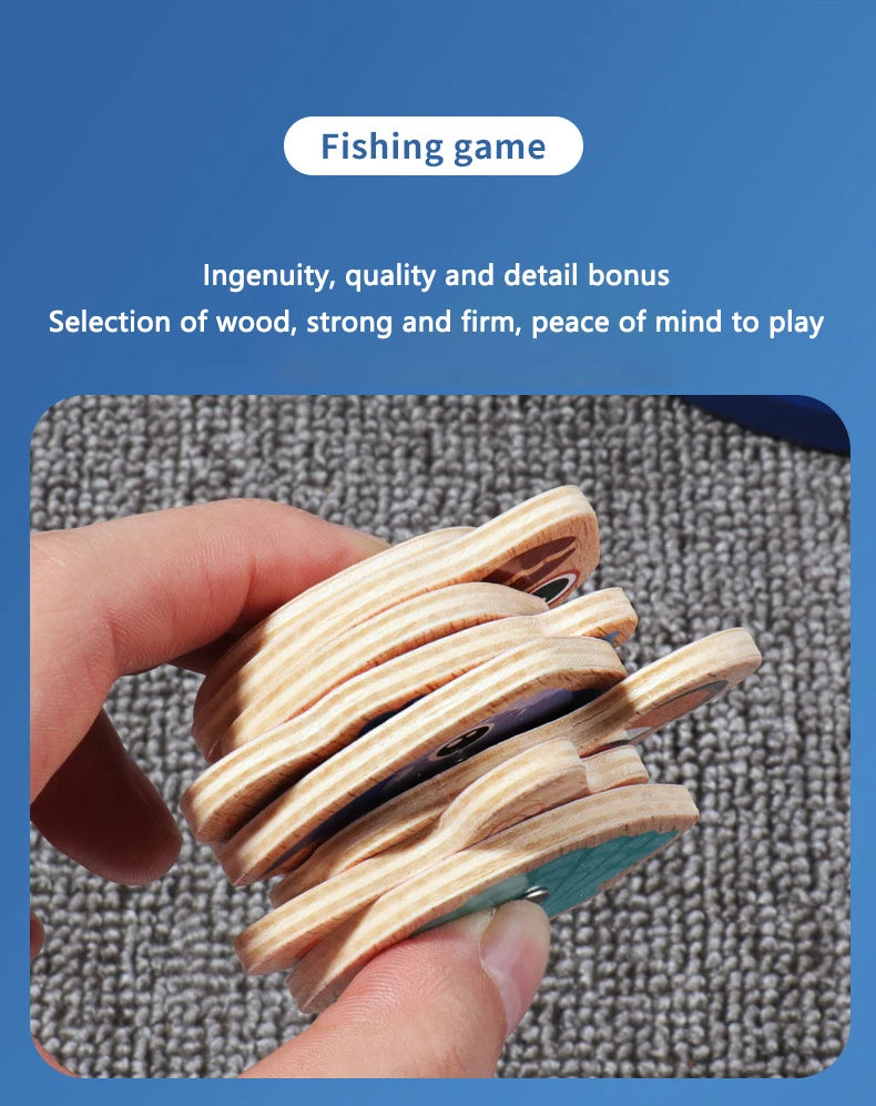 Jouet de Pêche Magnétique en Bois – Jeu d'Apprentissage Montessori sur la Vie Marine, Activité de Pêche Éducative Précoce pour Bébé, Jouet de Développement Cognitif Interactif Parent-Enfant pour Enfants