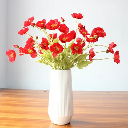 Artificial Poppy Flowers – Realistic Silk Faux Long Stem Flowers for Home Décor, Garden, Wedding Bridal Bouquets, Party Decoration & DIY Floral Arrangements
