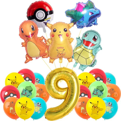 Pokémon Theme Birthday Party Decorations – Cartoon Pokémon Go Tableware Set (Cups, Plates & Pikachu Balloons) for Baby Shower & Party Favors