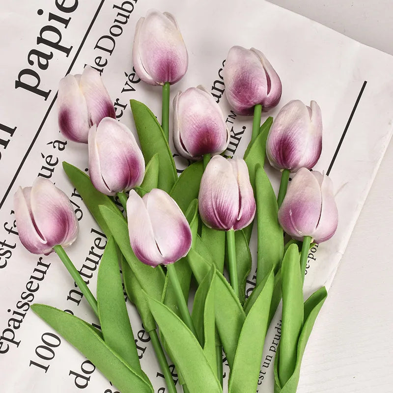 3/5/10/20pcs Real Touch Artificial Tulip Flowers – Realistic Faux Tulip Bouquet for Wedding Decor, Home Decoration, Floral Arrangements & DIY Projects