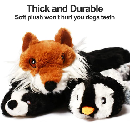 Funny Stuffingless Dog Toy – Durable Plush Squeaky Chew Toy with Crinkle Sound for Interactive Play & Boredom Relief