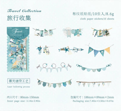 10PCS Creative Party Flag Stickers – DIY Pulling Stick Labels for Scrapbooking, Junk Journaling & Craft Decoration Supplies