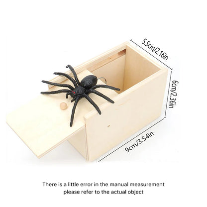 Juguete de Broma Araña con Caja de Madera – Regalo Realista de Halloween para Niños, Casas Embrujadas y Recuerdos de Fiesta
