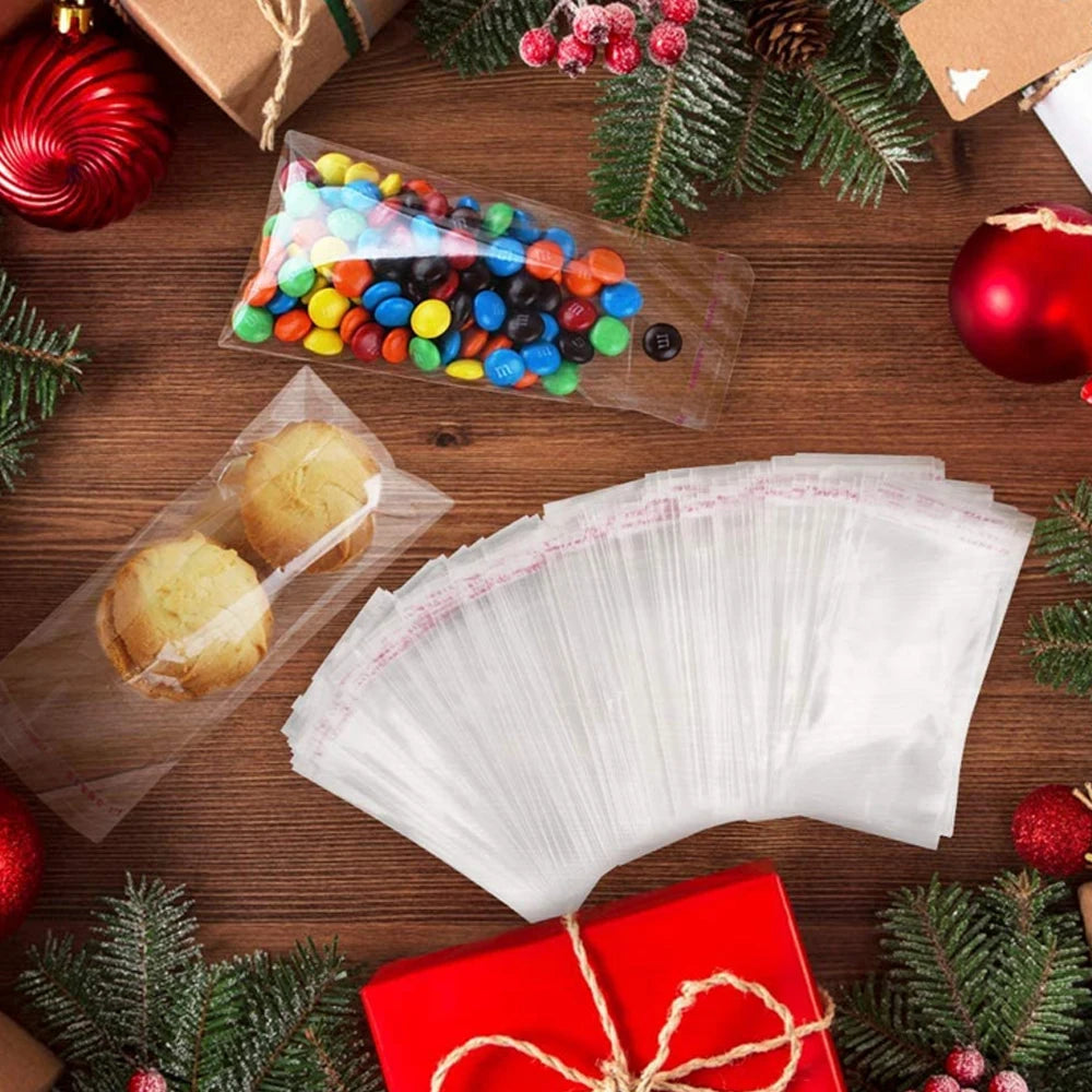 100/1000PCS Bolsas OPP transparentes autoadhesivas – Bolsas de celofán transparentes para joyería, regalos, galletas y dulces | Bolsas de plástico resellables