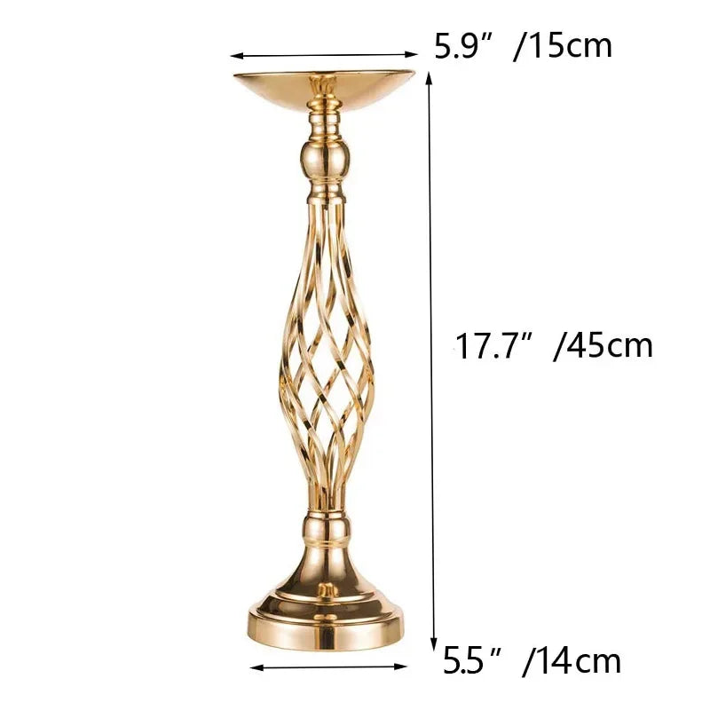 Gold Iron Candle Holder Vase – Twisted Path Table Centerpiece for Wedding Flowers, Home Decor, Wedding Props & Table Arrangements